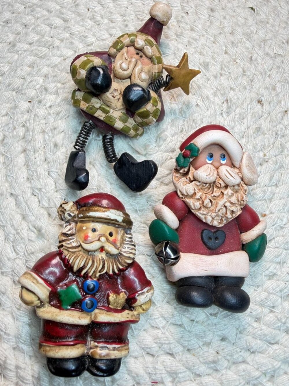 Vintage Santa Brooch Lot | 3 Christmas Pins | Figural Holiday Jewelry